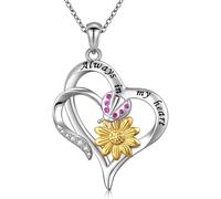 Hao Wu Xuan Squisito Doppio Cuore Coccinella Girasole Pendente Collana per Le Donne Moda Charm Signore Memorial Gioielli Collana Amore Regali