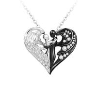 Hao Wu Xuan Squisito Mezzo Angelo metà Cuore Demone Strass Ciondolo Collana Moda Donna personalità Gioielli per Feste Regali d'Amore