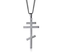Hao Wu Xuan Vantage Croce Ortodossa Pendente Uomini Collana Simbolo Cristiano in Acciaio Inox Croce Bizantina Gioielli