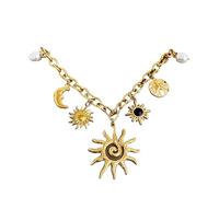 Hao Wu Xuan Vintage Chunky Chic Starfish Luna Ciondolo a Forma di Sole in Acciaio Inox Charm Collana Dichiarazione Golden Thick Chain Fashion Jewlery