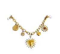 Hao Wu Xuan Vintage Chunky Golden Thick Chain in Acciaio Inox Charm Necklace Statement Chic Sun Ciondolo a Forma di Cuore Moda Jewlery Gift