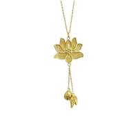 Hao Wu Xuan Vintage Lotus Fiore Collana Nappa Stile Cinese Oro Antico craftsm Ciondolo Maglione Catena Classico Gioielli da Sposa Regalo