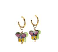 Hao Wu Xuan Y2k Orecchini a Farfalla Dipinti a Mano estetici per Donne Cerchio in Acciaio Inossidabile Huggies Fiore Cuore Bead Hoop Orecchino Tendenza 2022