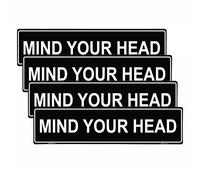Haobase 4 cartelli di sicurezza Mind Your Head - Adesivo in vinile autoadesivo (20 cm x 5 cm)