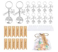 HAOBIN 12 PCS piccolo Portachiavi Angelo Custode Set con Ciondolo Albero della Vita + Etichette di Carta Kraft e Sacchetti di Organza Per Matrimonio Natale Comunione Battesimo Compleanno Regalo
