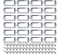 HAOBIN 24 Pezzi Portaetichette In Metallo Porta Etichette Con Cornice Porta Etichette Per Scaffali Targhette Pe Etichette 80*35mm,Porta Etichette Con Viti,Utilizzato In Ufficio Libreria File Cabinet