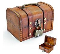 HAOBIN Scatola Legno Vintage Scrigno Portaoggetti Con Coperchio Retro Cassa Del Tesoro Di Legno Con Il Contenitore Di Regalo Del Coperchio Per Stoccaggio E Deco (marrone)