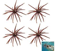 HAOBIN Set di 4 esche artificiali galleggianti in riccio con squame glitterate, esche morbide di riccio per la pesca in fiume, trota, acqua salata, pesce gatto, lago (marrone)