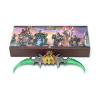 haobook Wow Warglaive di Azzinoth Modello Illidan Warblade Decorazione da scrivania 22 cm/8,7 Pollici con espositore Gioco Interamente in Metallo da Collezione,Verde