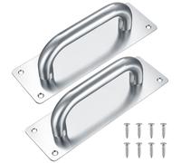 HAOCHEN Maniglie per Porte Scorrevoli, Maniglie per Porte Acciaio Inox con Contropiastra, Maniglia per Mobili da Cucina per Anta Legno Giardino/200x65 mm (argentato)