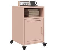 HaoChrymec Comodini 2 Pezzi, Acciaio Laminato a Freddo Rosa, con Ruote e Maniglia, Cassettiera Camera da Letto o Tavolino da Divano, 36 x 39 x 59 cm