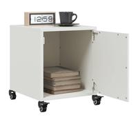 HaoChrymec Comodini 2 Pezzi Bianchi, in Acciaio Laminato a Freddo con Ruote, Cassettiera Camera da Letto o Tavolino Divano, Design Moderno, 36 x 39 x 43.5 cm