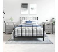 HaoChrymec Comodini 2 Pezzi, Stile Industriale in Legno e Ferro, Grigio Sonoma con Gambe Regolabili, Cassettiera Camera da Letto o Tavolino Divano, 44 x 45 x 60 cm