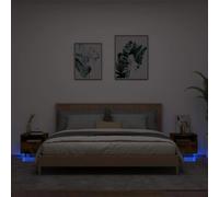 HaoChrymec Comodini con Luci LED, 2 Pezzi in Legno Rovere Affumicato, Cassettiera Camera da Letto con Illuminazione RGB, Mobiletto con Cassetti, 40 x 39 x 37 cm