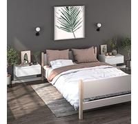 HaoChrymec Comodini da Parete (2 Pezzi), Bianco Lucido con Cassetto, Mensola Sospesa per Camera da Letto, Design Moderno Salvaspazio, Legno Ingegnerizzato, 60 x 40 x 40 cm