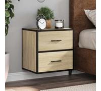 HaoChrymec Comodini da Parete 2 Pezzi, con 2 Cassetti ciascuno, in Legno Rovere e Metallo, Mensola con Cassetto Sospesa per Camera da Letto, Design Salvaspazio, 40 x 31 x 39.5 cm