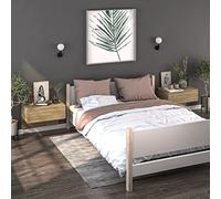 HaoChrymec Comodini da Parete (2 Pezzi), in Legno Rovere con Cassetto, Mensola Sospesa per Camera da Letto, Design Salvaspazio, 60 x 40 x 40 cm