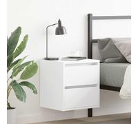 HaoChrymec Comodini da Parete con Cassetto (2 Pezzi), Bianchi in Legno Ingegnerizzato, Mensola Sospesa per Camera da Letto, Design Salvaspazio, 38 x 34 x 40 cm