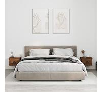 HaoChrymec Comodini da Parete con Cassetto, 2 Pezzi in Legno Effetto Rovere, Mensola con Cassetto Sospesa per Camera da Letto, Design Salvaspazio, 41.5 x 36 x 28 cm