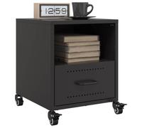 HaoChrymec Comodini Moderni 2 Pezzi, in Acciaio Laminato a Freddo con Cassetto e Ruote, Design Minimalista Nero, Set Cassettiera Camera da Letto o Tavolino Divano, 36 x 39 x 43.5 cm