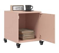 HaoChrymec Comodini Moderni 2 Pezzi, Rosa Antracite con Ruote, Acciaio Laminato a Freddo, Cassettiera Camera da Letto con Anta, Design Compatto, 36 x 39 x 43.5 cm