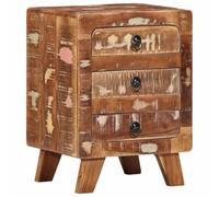 HaoChrymec Comodino in Legno Massello di Recupero, Design Unico con Venature Naturali, Tavolino da Letto o Cassettiera Camera, Gambe Robuste, 37 x 32 x 50 cm
