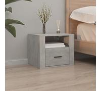 HaoChrymec Comodino Sospeso a Parete, in Legno Grigio Cemento con Cassetto, Mensola Moderna per Camera da Letto, Design Salvaspazio, 50 x 36 x 40 cm