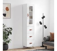 HaoChrymec Credenza Alta Componibile, in Legno Composito e Metallo con Anta, Design Moderno, Mobile Bianco per Soggiorno o Ingresso, 34.5 x 34 x 180 cm