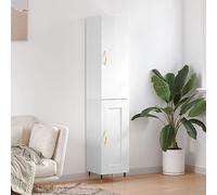 HaoChrymec Credenza Alta con Legno Ingegnerizzato, Design Moderno e Piedini Metallici, Madia Soggiorno Moderna, Credenza Bianca Lucida per Interni, Set 2 Pezzi, 34.5x34x180 cm