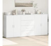 HaoChrymec Credenza Bassa, Set da 3, in Legno Ingegnerizzato con Ampio Spazio di Archiviazione, Mobile Cucina, Armadio Basso per Soggiorno o Ufficio, Bianco, 60x31x84 cm