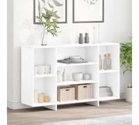 HaoChrymec Credenza Bianca con 4 Ripiani, Mobile Cucina Bassa in Legno Composito, Design Moderno Lineare, Madia per Soggiorno o Sala da Pranzo, Colore Bianco, 120 x 30 x 75 cm