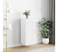 HaoChrymec Credenza Bianca Verticale, Mobile con Anta e Ripiani Aperti, Mobile Cucina, Credenza Cucina Bassa o Madia Moderna per Soggiorno, in Legno Composito e Gambe Metallo, 34.5 x 34 x 90 cm