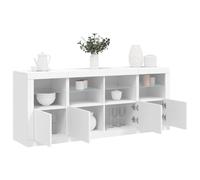 HaoChrymec Credenza con Luci LED, Set 3 Pezzi, Madia Moderna in Legno Composito con Luci RGB Regolabili, Credenza Bassa per Cucina o Ingresso, Bianco, Totale 163 x 37 x 67 cm