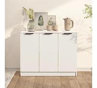 HaoChrymec Credenza Cucina Bassa, Credenza Moderna in Legno Composito con 3 Ante e Piano Robusto, Mobile Bianco per Sala da Pranzo o Soggiorno, Madie Moderne, 90.5 x 30 x 70 cm