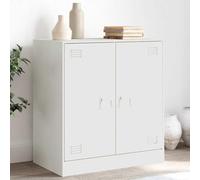 HaoChrymec Credenza Cucina Bassa in Acciaio Laminato a Freddo con 4 Scomparti e 2 Ante, Design Moderno con Maniglie Metallo, Mobile Bianco per Soggiorno Interno, Madia Moderna, 67x39x73 cm