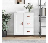 HaoChrymec Credenza Cucina Bassa, Madia Moderna in Legno Composito con Piano Espositivo, Design Classico Senza Tempo, Mobile Bianco per Interni, 69.5 x 34 x 90 cm