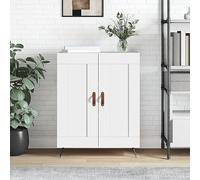 HaoChrymec Credenza Cucina Bassa, Madia Moderna in Legno Composito con Staffa di Sicurezza, Design Classico, Mobile Bianco per Madie Moderne Soggiorno o Sala da Pranzo, 69.5 x 34 x 90 cm