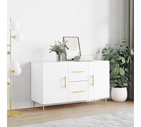 HaoChrymec Credenza Cucina Bassa, Mobile Bianco in Legno Composito con Gambe Metallo, Madia Moderna Design senza Tempo, Madie Moderne Soggiorno per Interni, 100x36x60 cm