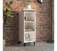 HaoChrymec Credenza Cucina Bassa, Mobile Bianco Lucido con Gambe Metallo e 3 Scomparti, Design Moderno Industriale, Madia Moderna per Soggiorno o Sala da Pranzo, 34.5x32.5x90 cm