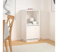 HaoChrymec Credenza, Madia Moderna in Legno di Pino Massello con Design Linee Pulite, Credenza Cucina Bassa, Madie Moderne Soggiorno, Mobile Bianco per Interni, 38 x 35 x 80 cm