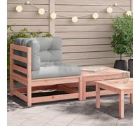 HaoChrymec Divano Angolare da Giardino con Cuscini e Poggiapiedi, Set Giardino Esterno in Legno Abete Douglas, Salottino da Esterno per Patio e Balcone, Grigio, 140 x 70 x 67 cm