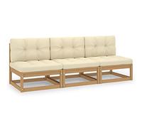 HaoChrymec Divano da Giardino 3 Posti in Legno di Pino Massello, Set Giardino Esterno con Cuscini, Design Modulare e Struttura Solida, Salotto da Giardino,Marrone Miele,Modulo: 70x70x67 cm