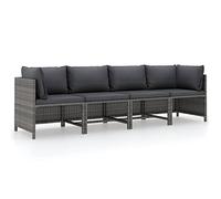 HaoChrymec Divano da Giardino 4 Posti con Cuscini, Polyrattan Grigio e Acciaio, Salottino Esterno per Giardino e Balcone, Set Completo con 10 Cuscini, 60 x 60 x 60 cm