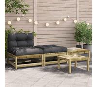HaoChrymec Divano da Giardino Modulare con Cuscini e Pouf, Legno di Pino Trattato, Salottino Esterno per Giardino Patio Balcone, Design a Doghe Antracite, 210 x 70 x 67 cm