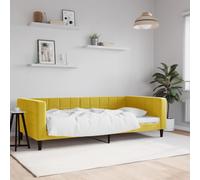 HaoChrymec Divano Letto 2 in 1, Velluto Giallo, Struttura in Metallo e Legno, Schienale Imbottito, Moderno, single bed, divano letto, per Soggiorno e Camera da Letto, Giallo, 100x200 cm
