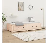 HaoChrymec Divano Letto in Legno di Pino Massello, con Cassetto e Rete, Multifunzione, Divano Letto, Single Bed, per Soggiorno e Camera degli Ospiti, Colore Legno Naturale, 90x200 cm