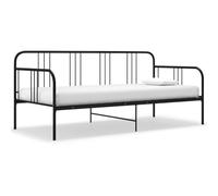 HaoChrymec Divano Letto in Metallo, Trasformabile, Design Compatto con Bracciolo Integrato, single bed, divano letto, per Soggiorno e Camera Ospiti, Nero, 90x200 cm