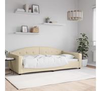 HaoChrymec Divano Letto in Tessuto Crema, Design Moderno, 2 in 1 Multifunzione, Struttura Stabile, single bed, rete letto, per Soggiorno e Camera Ospiti, Crema, 100x200 cm