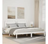 HaoChrymec Letto in Legno Massello Extra Lungo, Testiera Versatile, Struttura Stabile con Rete a Doge, Bianco, rete letto, letto matrimoniale, per Camera da Letto Principale e Ospiti, 200x220 cm