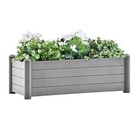 HaoChrymec Letto Rialzato da Giardino, Cassone per Orto in PP Resistente ai UV, Design Grigio Pietra per Piante e Fiori, Fioriera da Esterno e Balcone, 100 x 43 x 35 cm